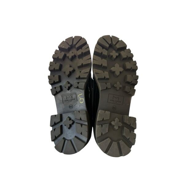 Black Leather Marc Fisher Latika Lug Sole Platform Loafers-9 - Picture 5 of 8